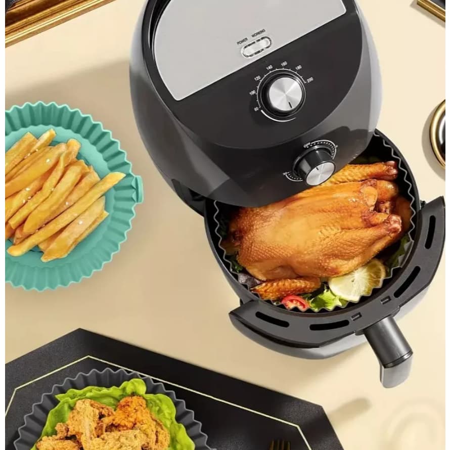 Forma de Silicone Para Air Fryer tapete plástico Forro protetor redondo até 230°C Promoção