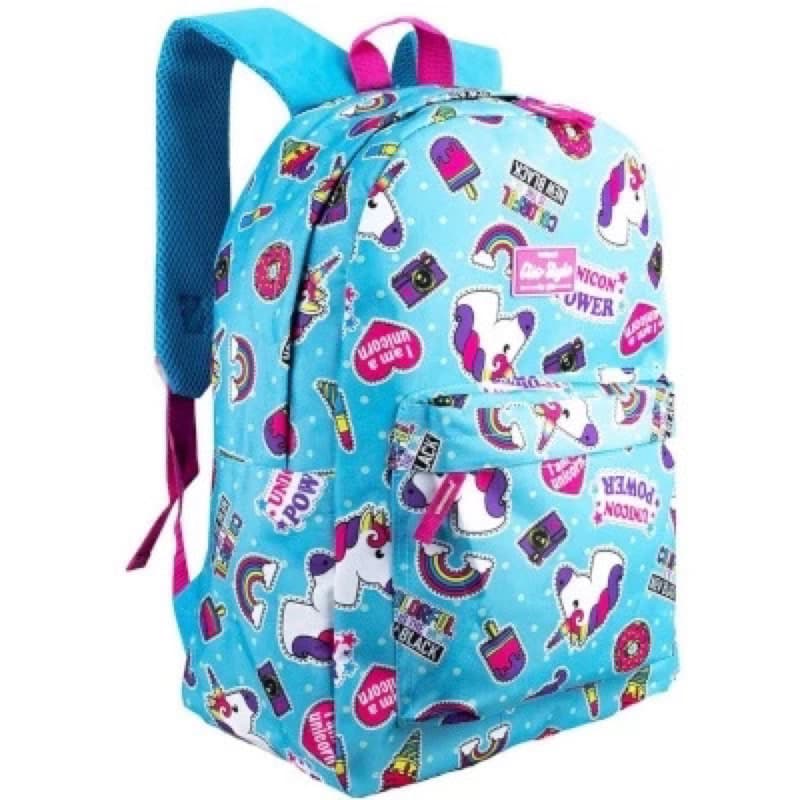 Mochila bolsa escolar de costas Unicornio grande feminina material escolar