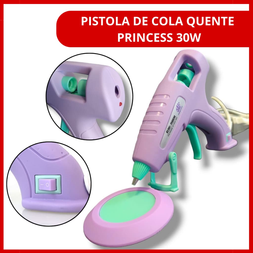 Pistola Cola Quente Princess Bico Fino 30W Bivolt Premium