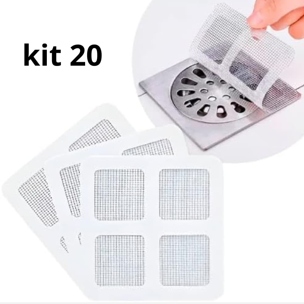 Kit 20 Filtros Adesivo Para Ralo Banheiro Cozinha Quintal Coletor De Cabelo Anti Inseto Pratico Best