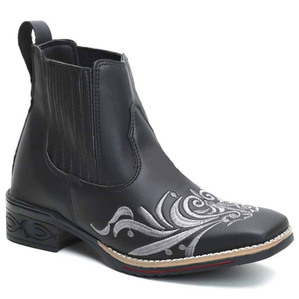Botina Country Texana Feminina Cano Curto Bico Quadrado