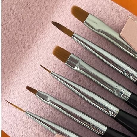 Kit Necessaire Com 6 Pinceis Profissional Nail Art Decoração