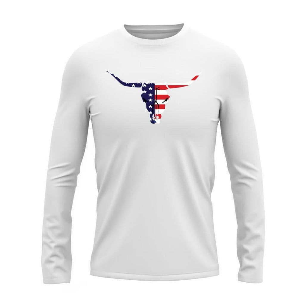 Camisa UV Proteção Térmica Boi EUA Estados Unidos Country Sertanejo Manga Longa Pesca Natação Masculina