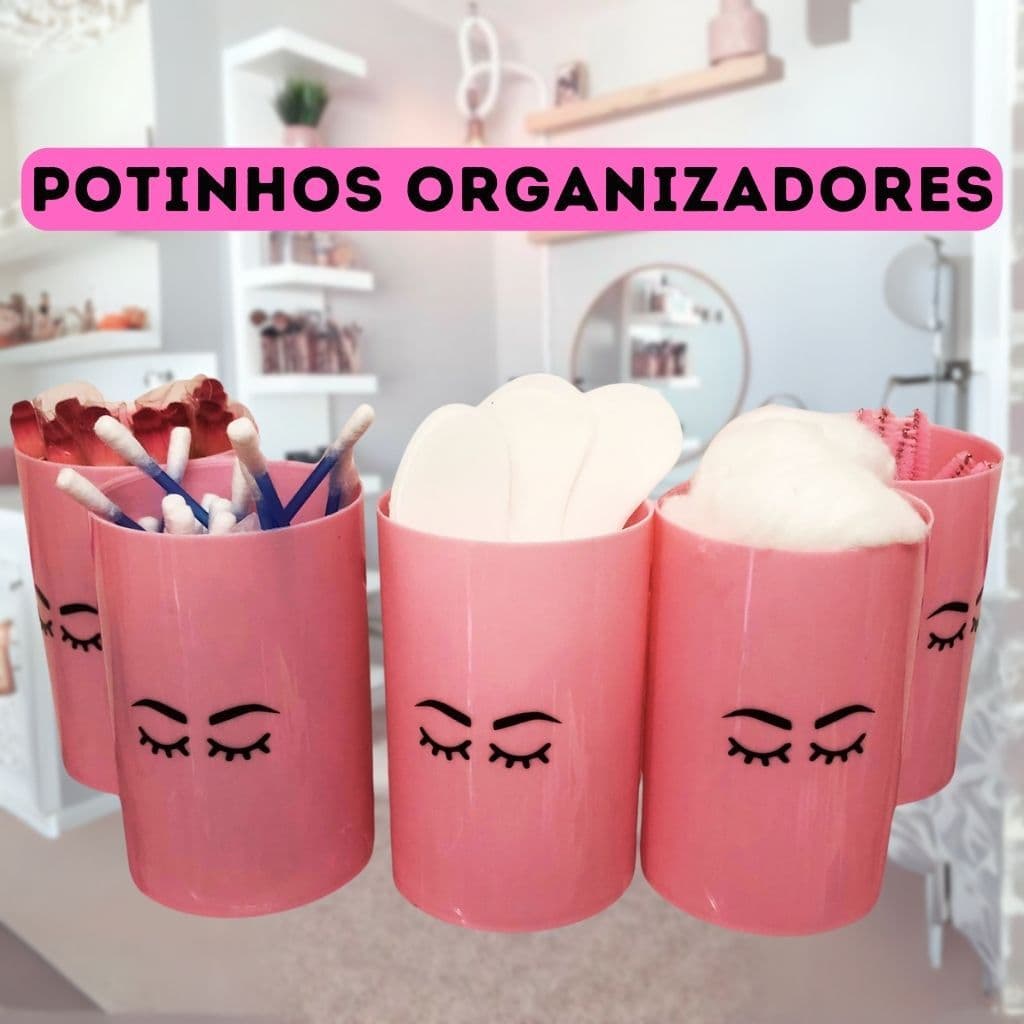 Kit de Potinhos organizadores penteadeira Pincel make Maquiadoras Lash Designer micropigmentadora