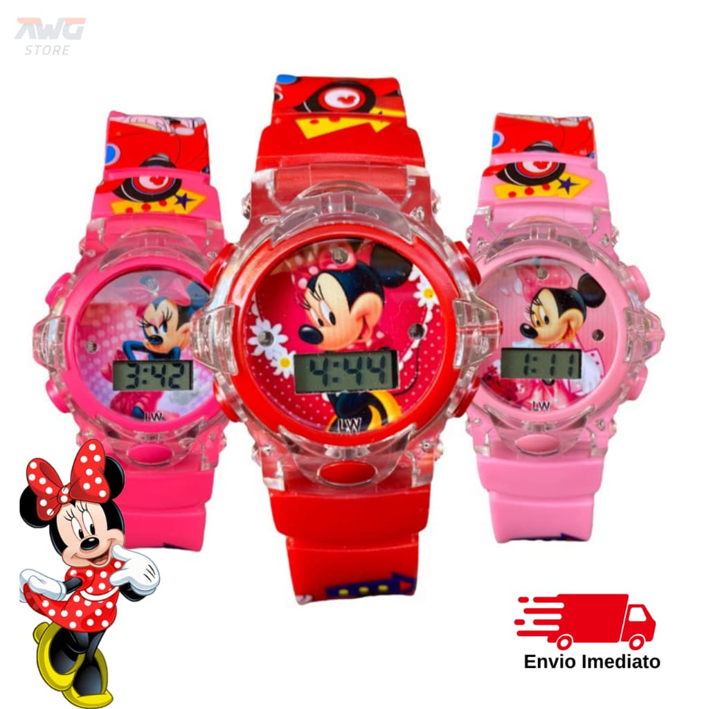 Relógio Musical Infantil Minnie Disney Menina Cor Rosa