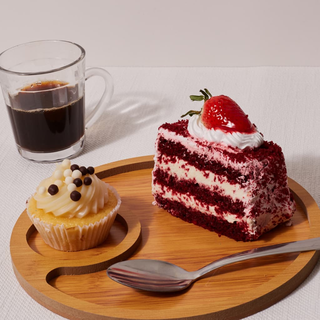 Gamela Petisqueira De MDF Redonda Com 2 Divisórias Para Aperitivos De Frios 23,5cm e 29cm