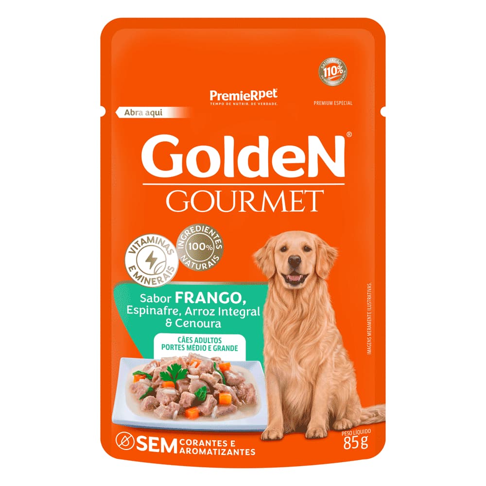 Sache Golden Cães Médio e Grande Frango 85g - 20 unidades