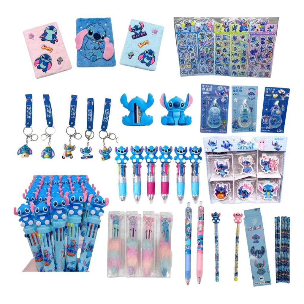 Kit Papelaria Fofa Stitch Kawaii Presente Criativo Material Escolar