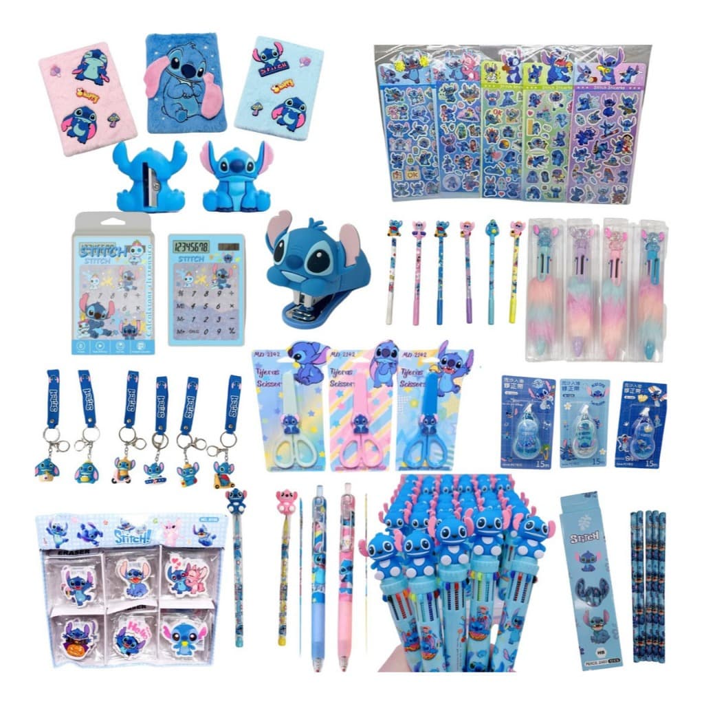 Kit Papelaria Fofa Stitch Luxo 15 itens material escolar
