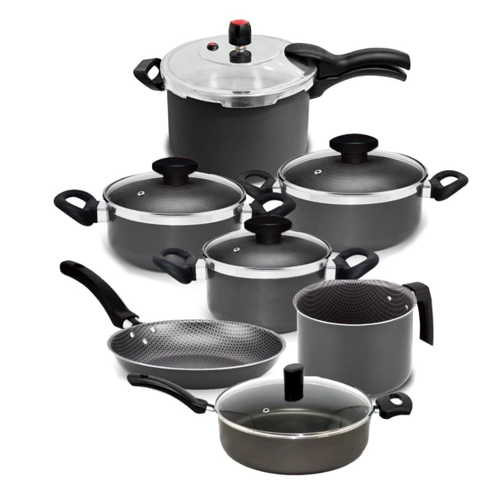Jogo Panelas + Frigideira Nº24 + Panela de Pressão Externa 4,5L Antiaderentes 7 Pçs