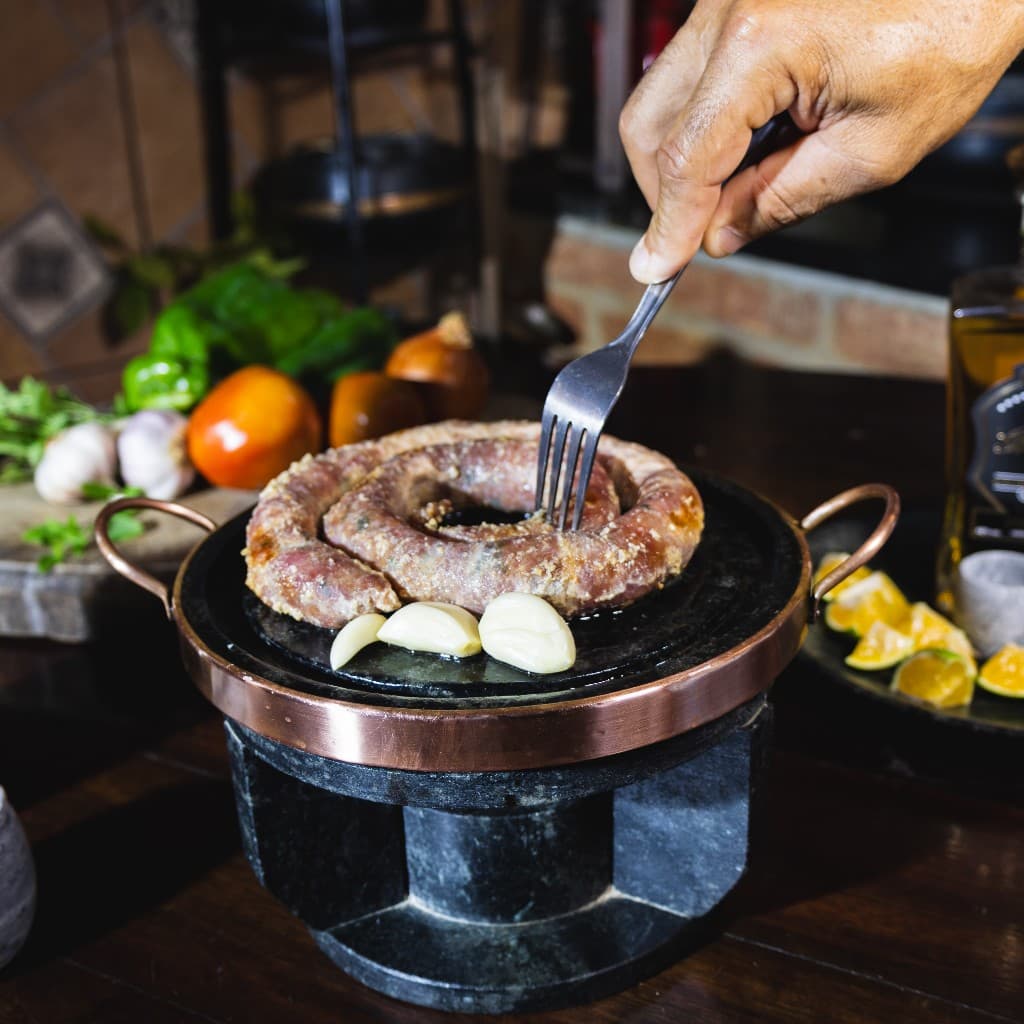 KIT: Fondue em Pedra Sabão Grelha 27cm + Fogareiro