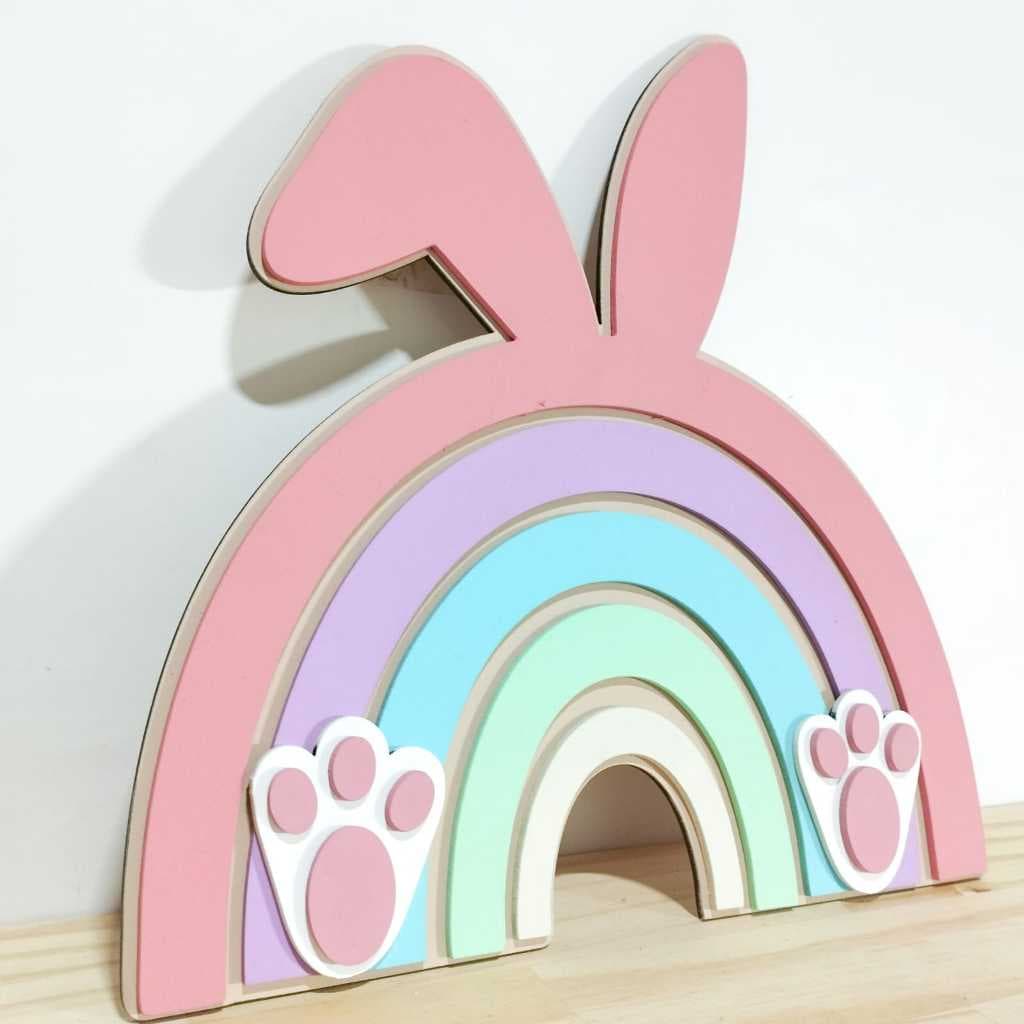 Arco íris Coelho um sonho colorido Decoração de parede de quarto infantil