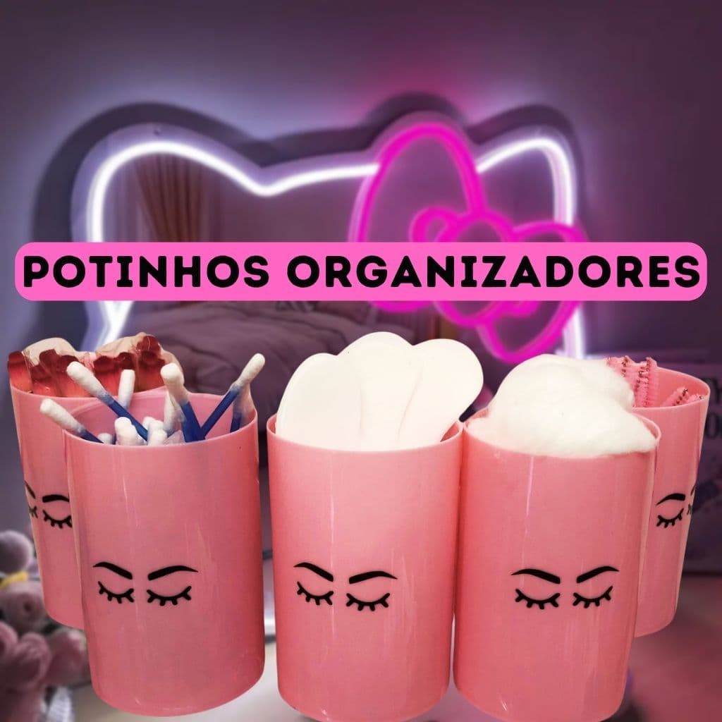 Jogo de Potinhos organizadores penteadeira Pincel make Maquiadoras Lash Designer micropigmentadora