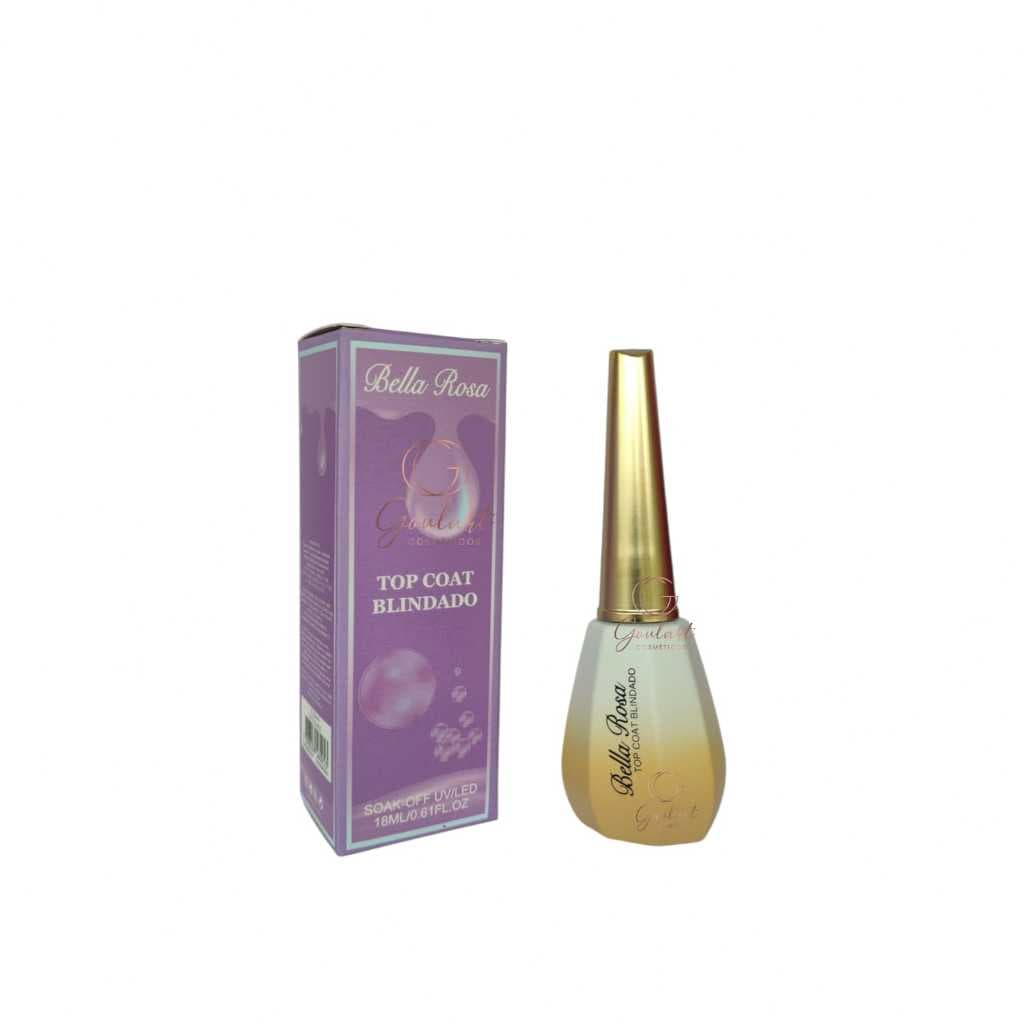 Top Coat Blindado 18ML Bella Rosa Selante Auto Nivelante Brilhoso Acabamento Profissional