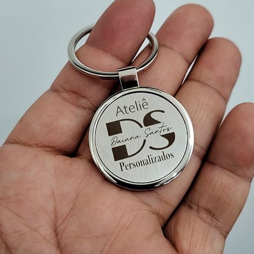 10 unidades - Chaveiro de Aço Gravado a Laser - Sua logo - Batizado - Debutante - Casamento