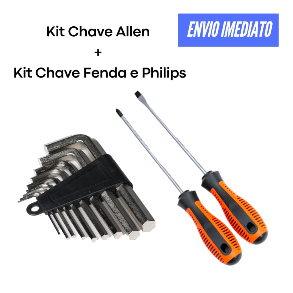 Kit Chave de Fenda + Philips + kit Chave Allen 9 peças