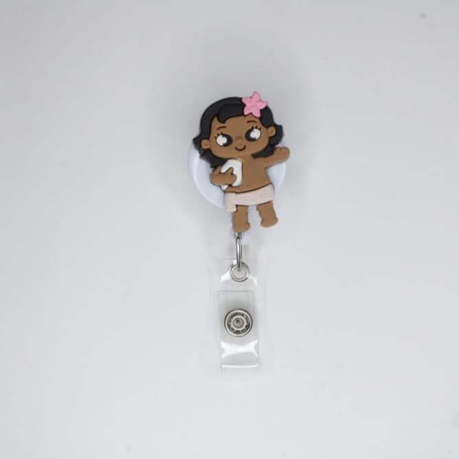 Porta Crachá Retrátil Roller Clip Personalizados Temático Moana Baby