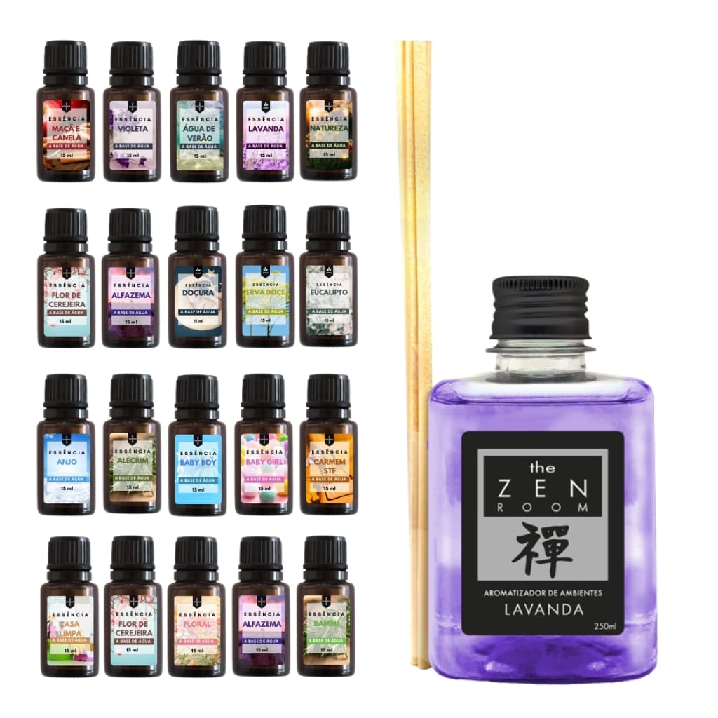 Kit Aromatizante - 10 Essências Para Umidificador 15ml + Difusor de Aromas Yantra 250ml