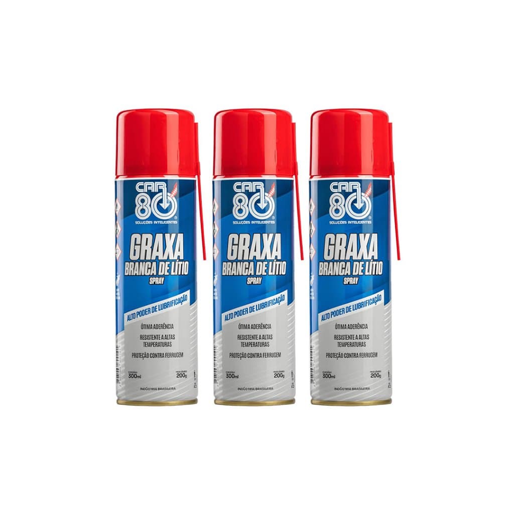 Kit 3 Unidades Graxa Branca De Lítio Spray 300ml Car80