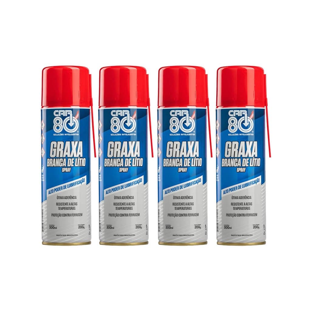 Kit 4 Unidades Graxa Branca De Lítio Spray 300ml Car80