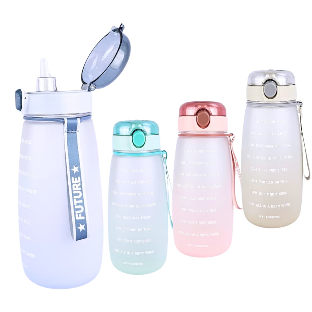 Garrafa Squeeze Plástica com Canudo Removível 1000ml Garrafa de Água Academia Escola MIMI