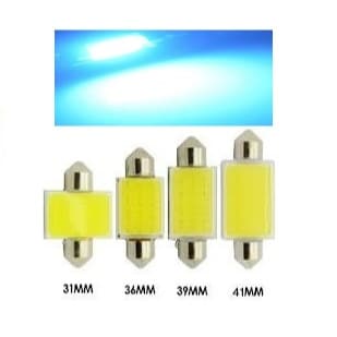 Kit Lâmpada Automotiva Torpedo COB Azul Cristal 31mm 36 mm 39 mm 41mm Teto Placa Mala 12v Torpedo