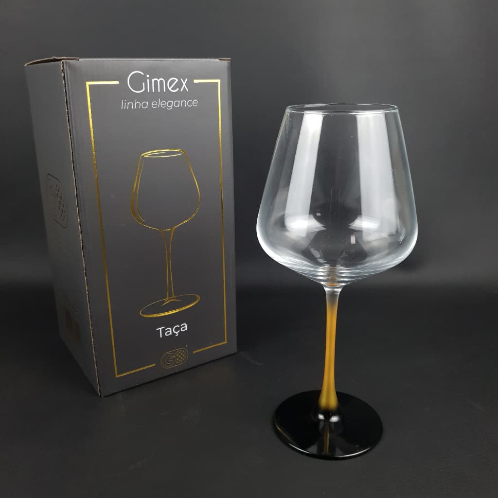 Taça De Vidro Para Vinho Haste Longa 500ml - Red e Gold