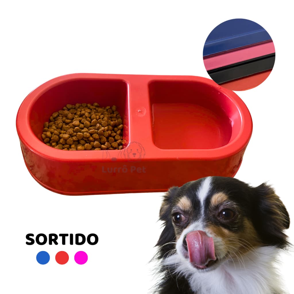 Pote de Ração e Água Duplo Para Cachorro Gato Pet Animal SORTIDO 450Ml