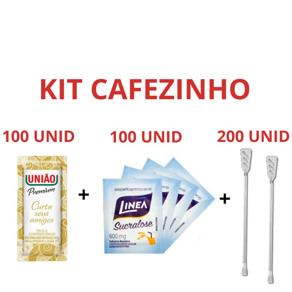 KIT 100 AÇUCAR SACHÊ + 100 ADOÇANTE + 200 MEXEDORES