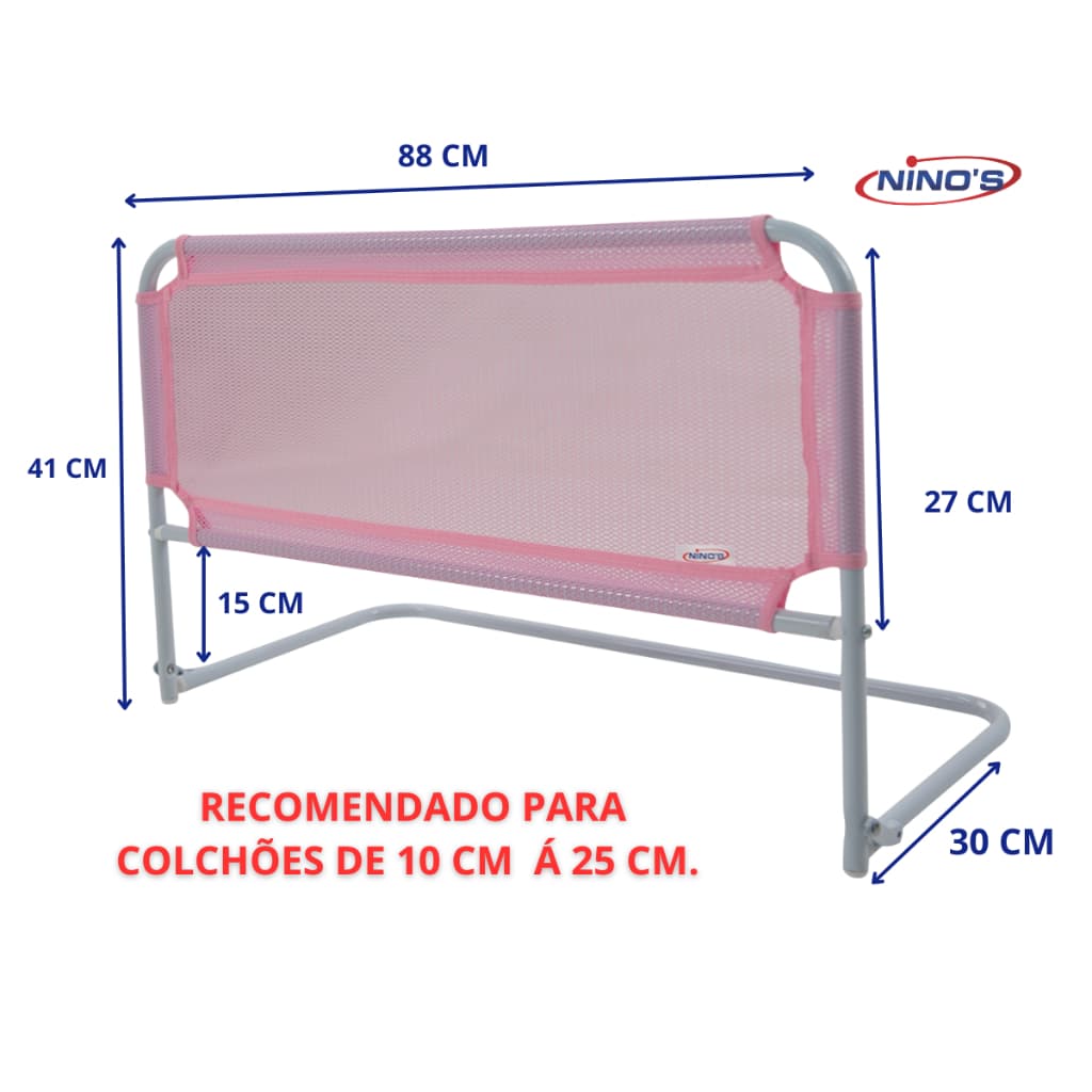 GRADE PARA CAMA SIMPLES ROSA NINOS 88X41