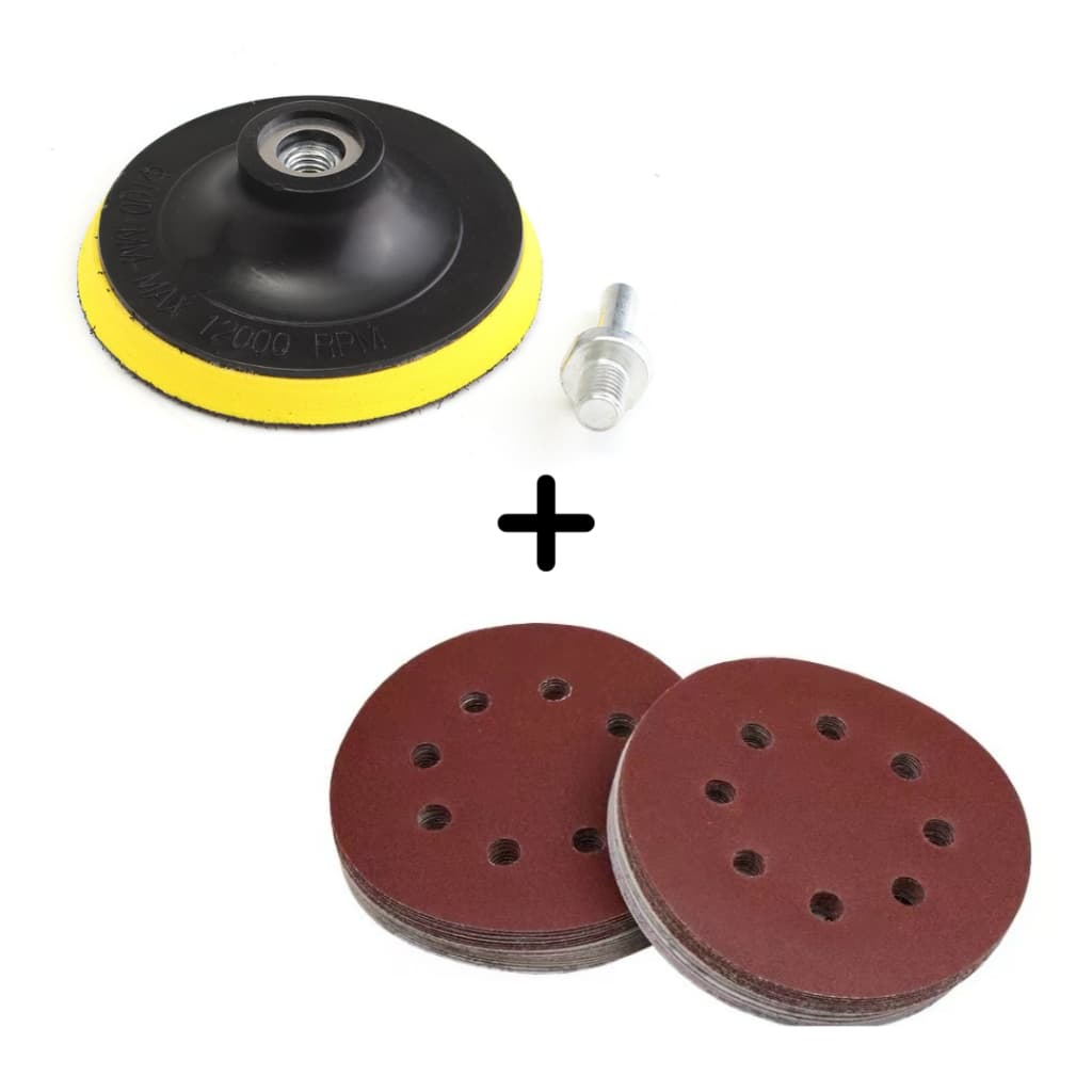 Suporte Velcro + 20 Lixas Disco Para Parafusadeira/ Esmerilhadeira 125mm