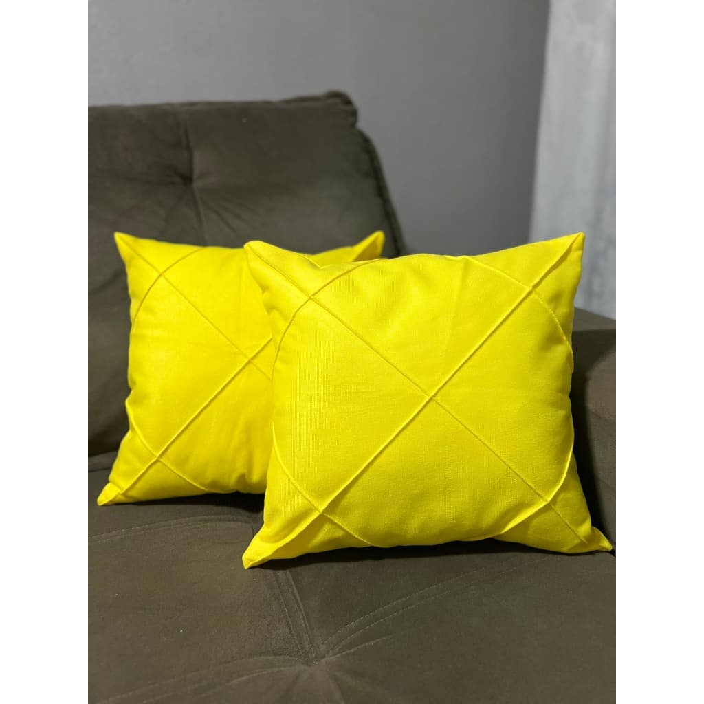 Kit 02 Almofadas cheias em Suede Drapeada 45x45 Costura Cruzada com enchimento 100% silicone