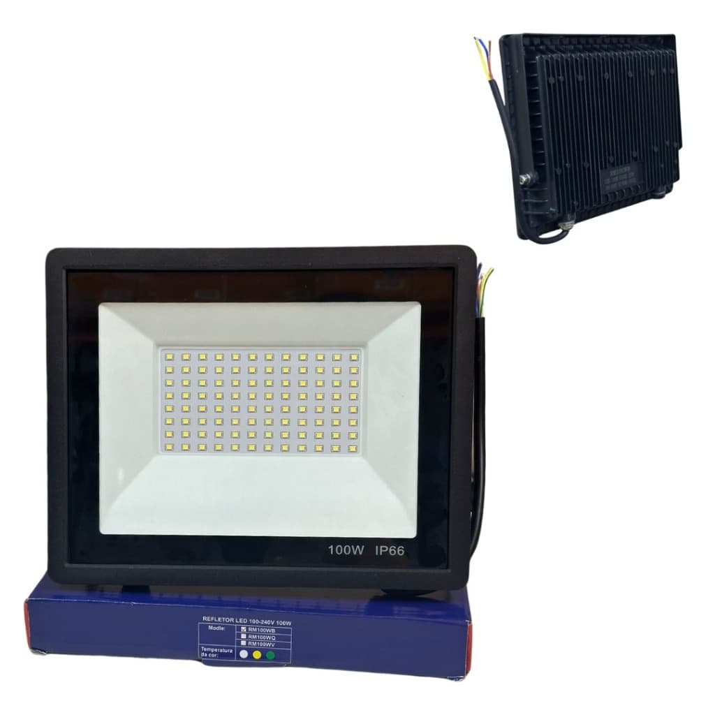 Refletor Led Projetor Holofote 100w 6500lm Bivolt 6500k Rm-1