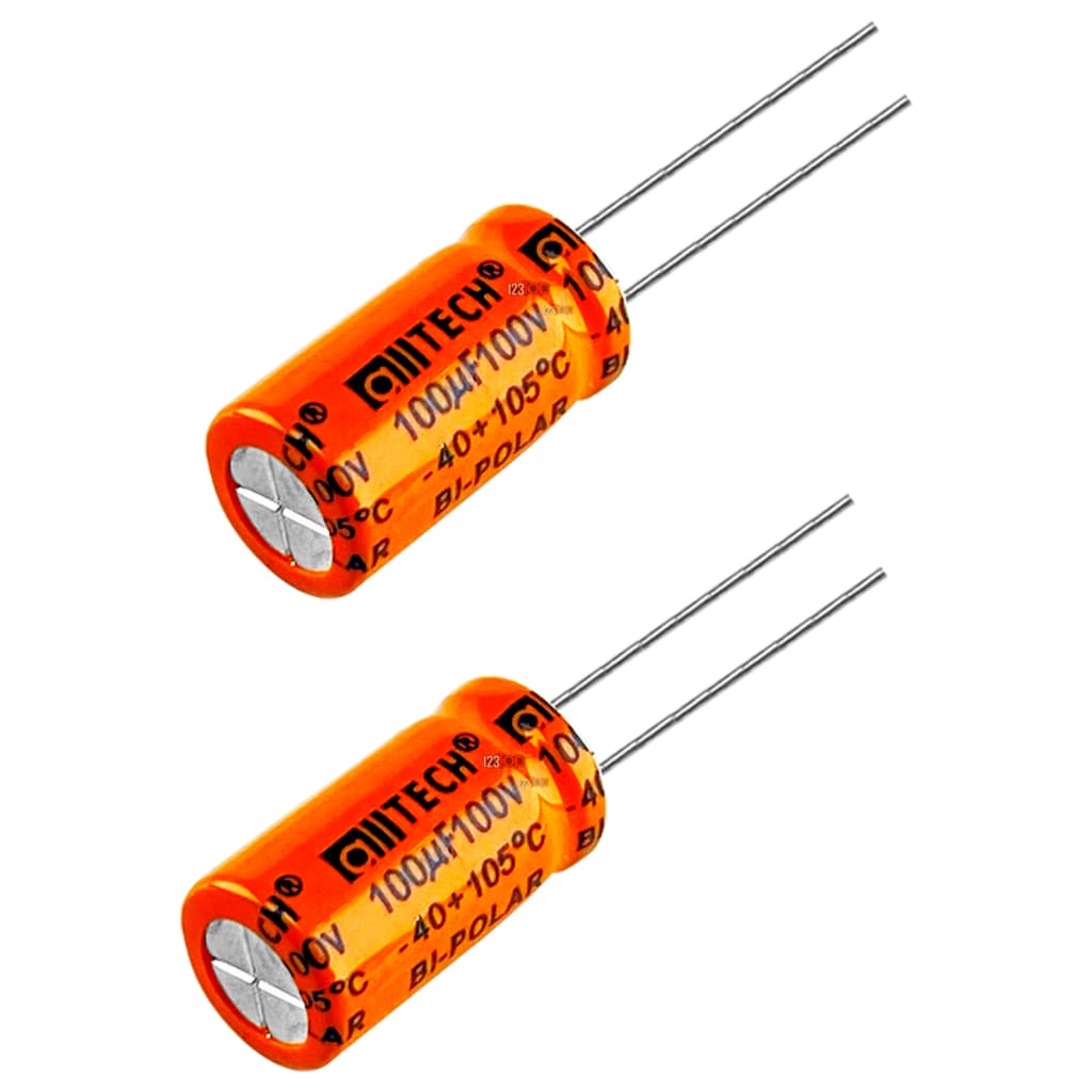 Kit 2 Capacitor Bipolar 100x100 100uf 100v Para Alto Falante