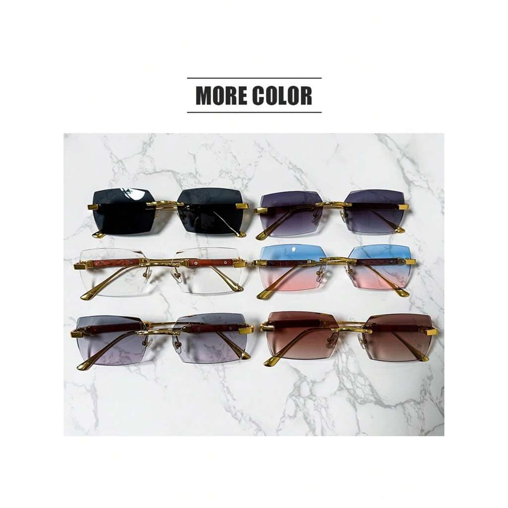 Óculos de Moda com Armação Sem Aro, Acessório da Moda Fashionista para Praia de Verão ou Dirigir