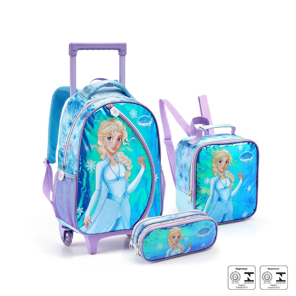 Kit 3 Peças Mochila Rodinhas Frozen Lancheira Térmica Estojo Menina Seatine Melhor Oferta