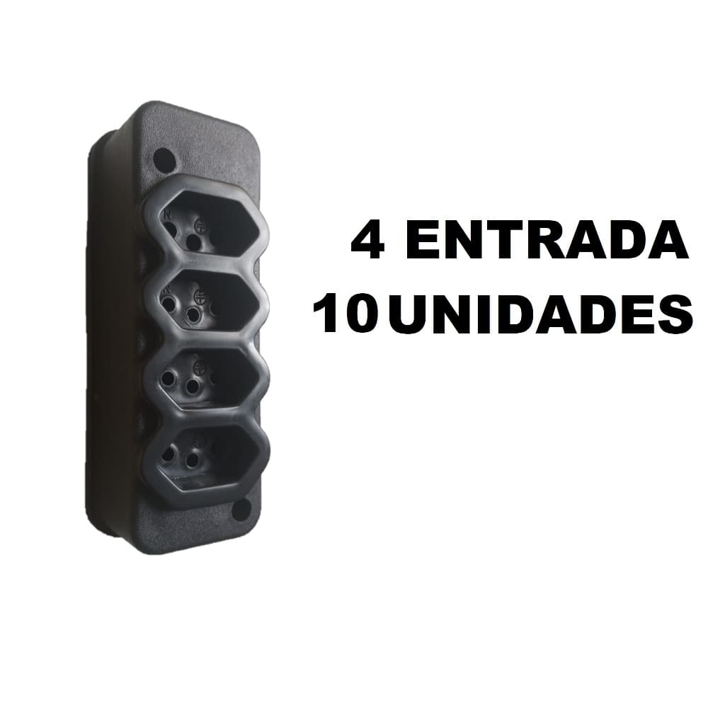 KIT 10 UNID Tomada em barra TOP - 4 entrada 2P de 10 e 20A COR PRETA-ESCOLHA  5 OU 10 UND