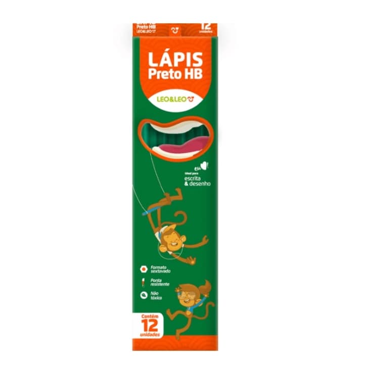 Lápis Grafite Hb Verde Sextavado S/Borracha Caixa com 12 Unidade Leo&Leo