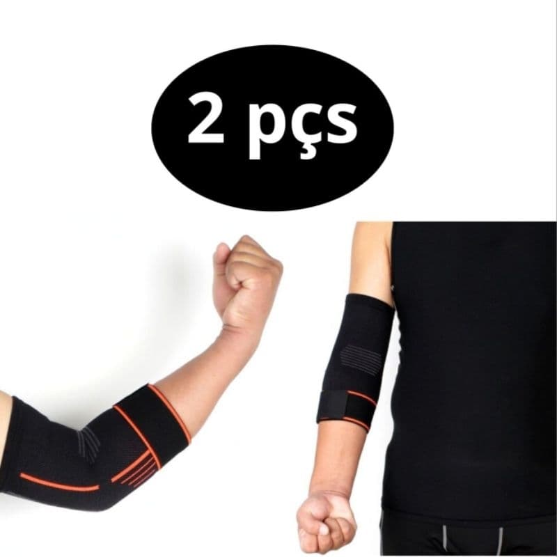 Kit 2 Peças Cotoveleira Ortopédica Protetor De Cotovelo Ajustável Esportiva De Poliéster