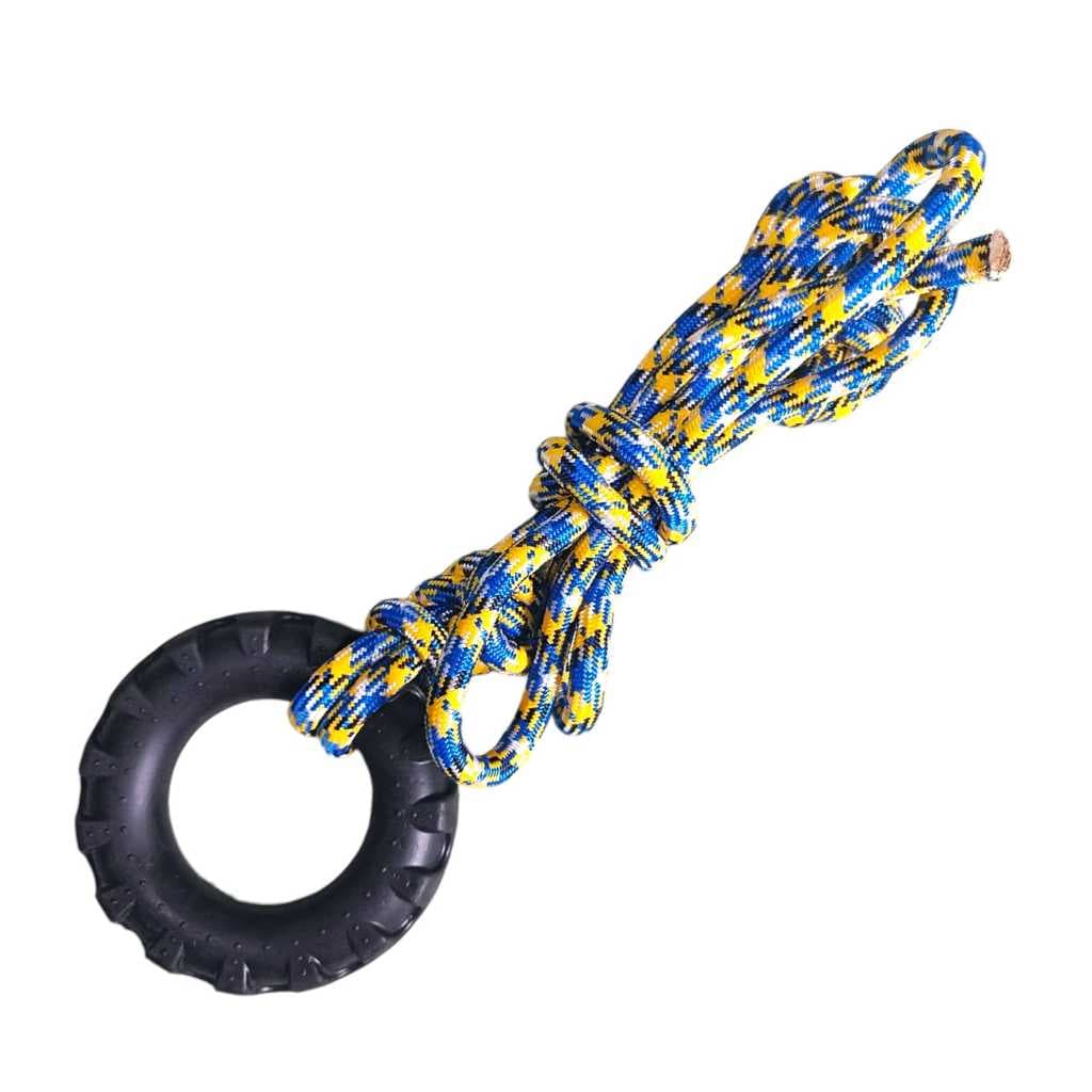 Mordedor Puxador Pneu Maciço G C/ Corda 150 cm Amarrar Em Árvore
