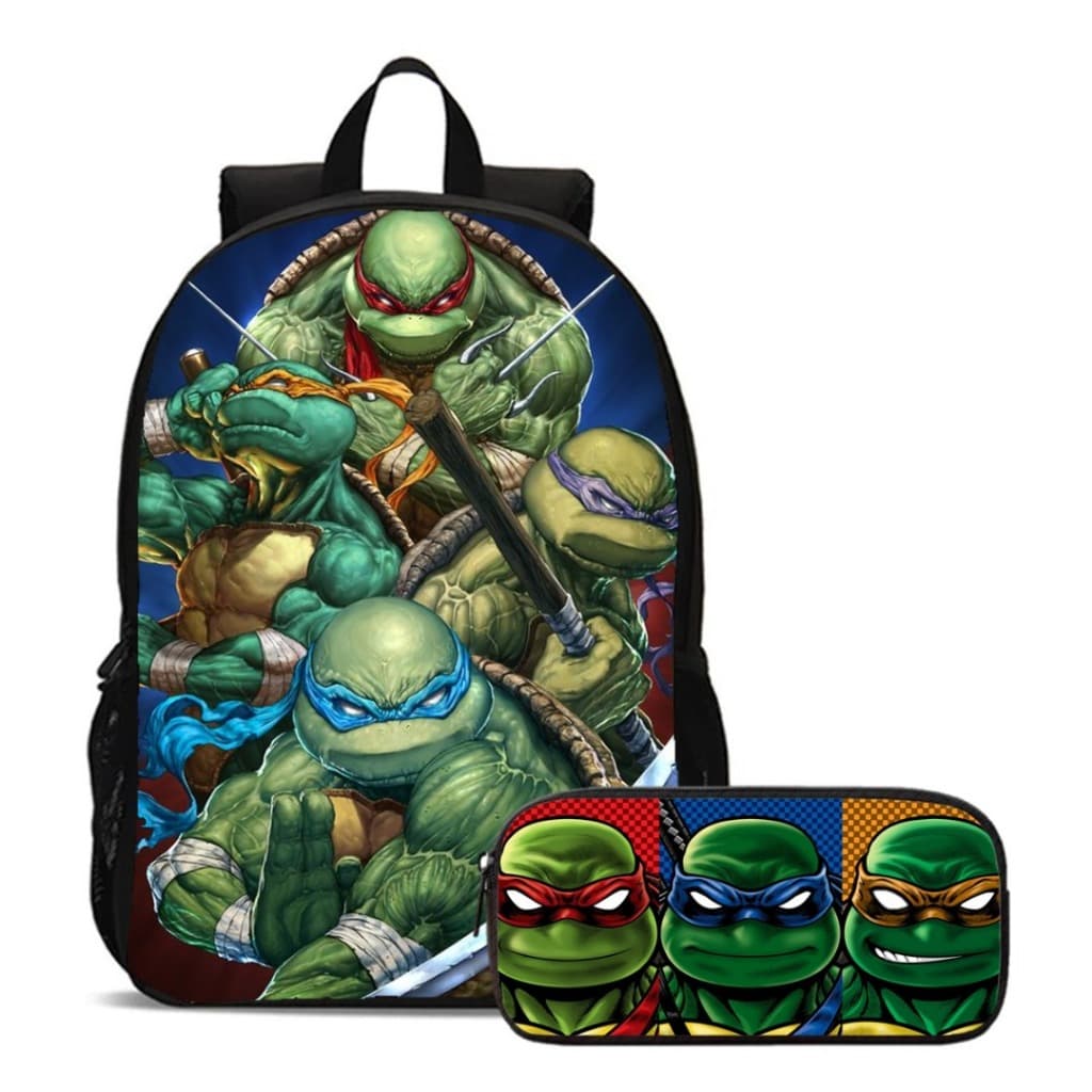Kit Mochila Escolar + Estojo Infantil Tartarugas Ninjas
