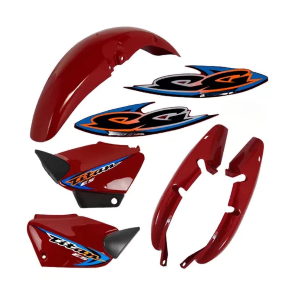 Kit Carenagem Cg Titan 125 Vermelha 2000 2001 2002 2003 2004 + Adesivos