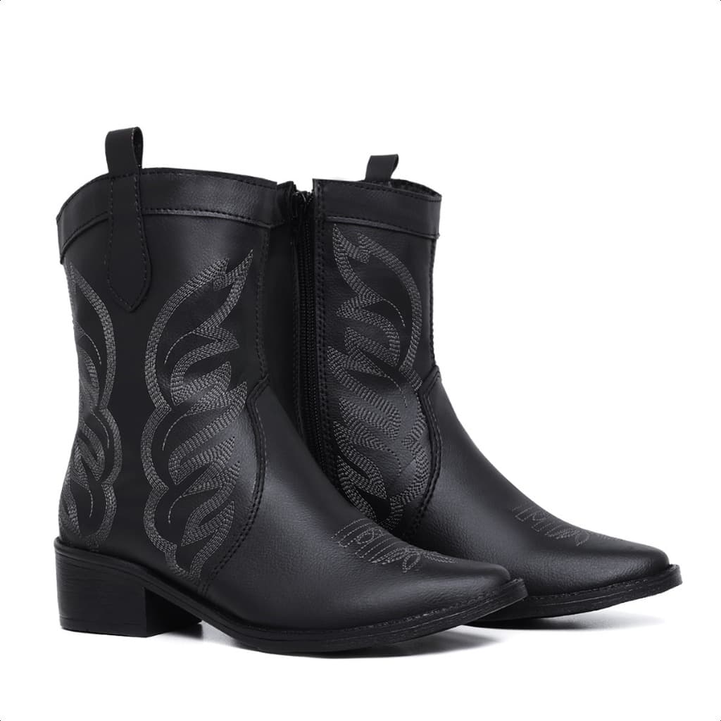 Bota Bico Fino Feminino Cano Curto Salto Confortável
