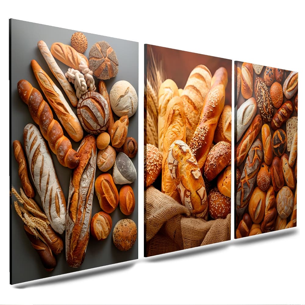 kit de quadros 3 peças para padarias e mercados pão quitandas (PÃO)