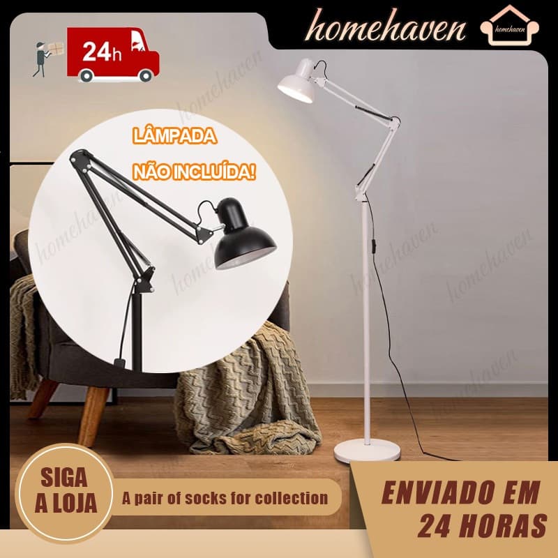 110/220V Luminária 1,9m Articulada Chão Pedestal Piso Abajur Lustre