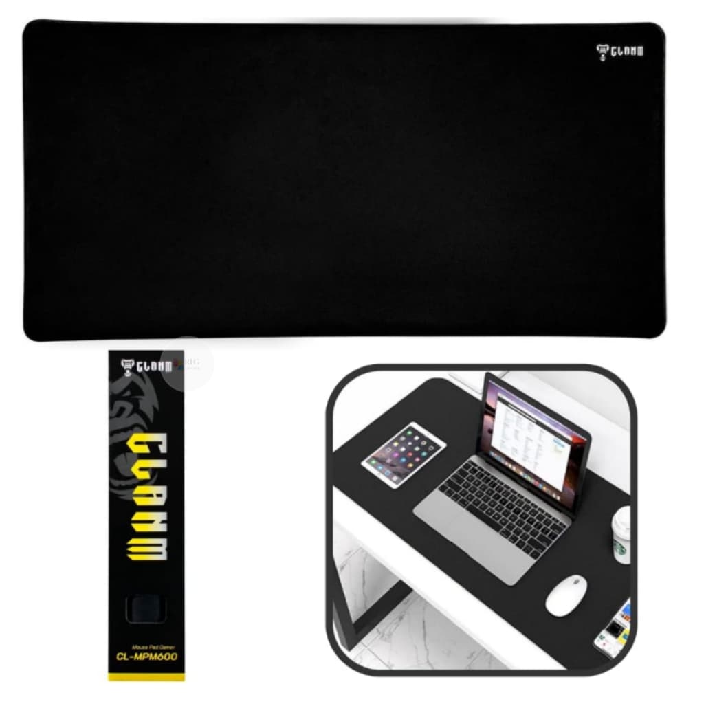 Mousepad Gamer Clanm 60x30 Emborrachado Preto Liso