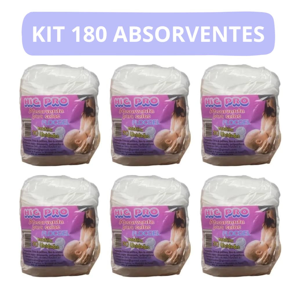 Kit 6 Pacotes Absorvente de Seio Descartável 180 Unidades Amamentação Conforto Proteção Extra Absorção