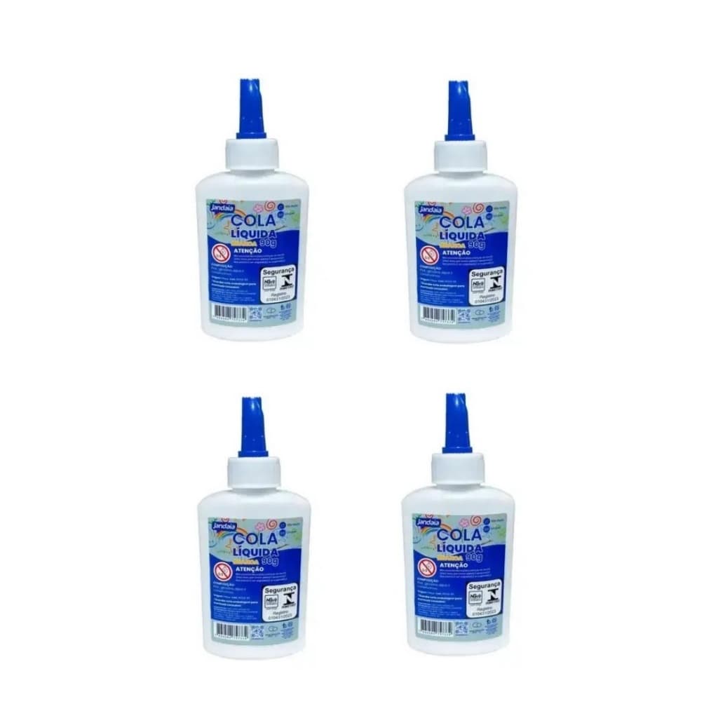Kit Cola Branca Líquida Escolar Jandaia 40g cada 4 Unidades