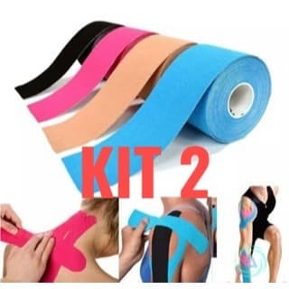Kit De 2 Bandagem Elástica 5Cm X 5M - Fita Kinesio Tape Fisioterapia