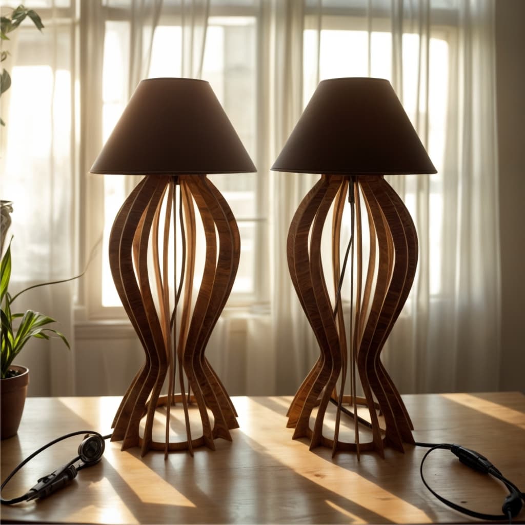 Abajur troféu KIT COM 2 UNIDADES Luminária em Mdf Cúpula EM VARIAS CORES Quarto Cozinha e Salas